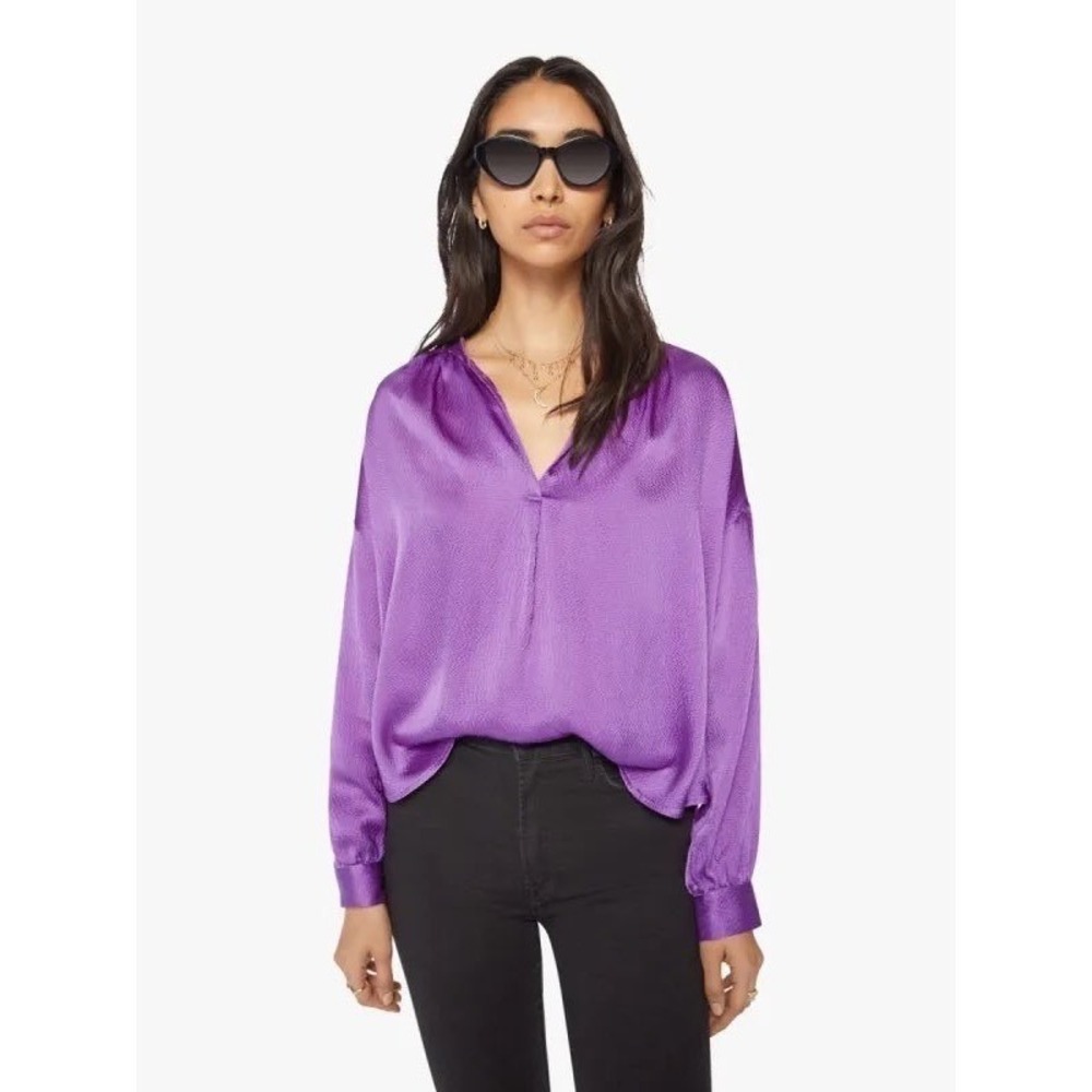 Xirena $350 Mason Top Purple Topaz Textured Satin Blouse XS NWT Summer